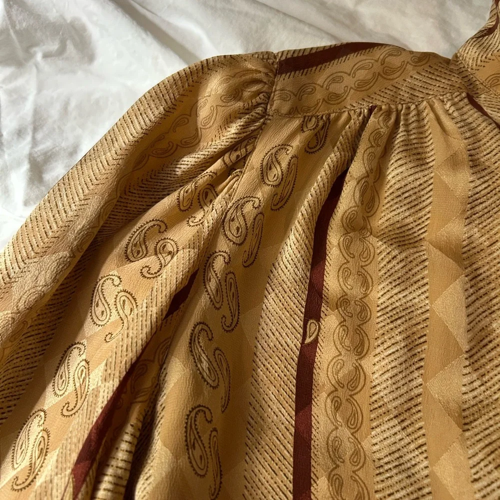 VINTAGE SILK BETTY HANSON Paisley Diamond Print High Neck Blouse 6 - Picture 6 of 10